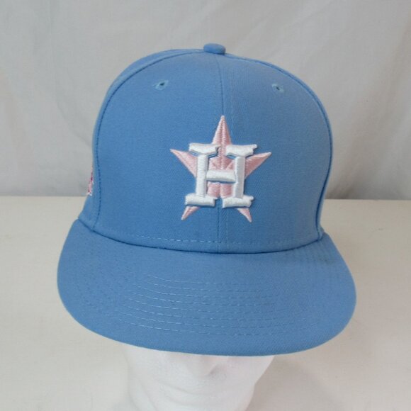 New Era 59Fifty MLB Houston Astros 45th Anniversary Blue/Pink Fitted Hat Size 7 - Picture 2 of 8